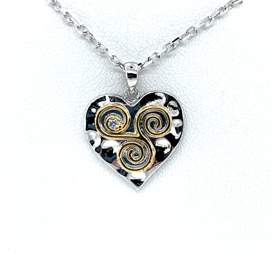 Sterling Silver Heart Pendant with Gold-plated Spiral SP5011