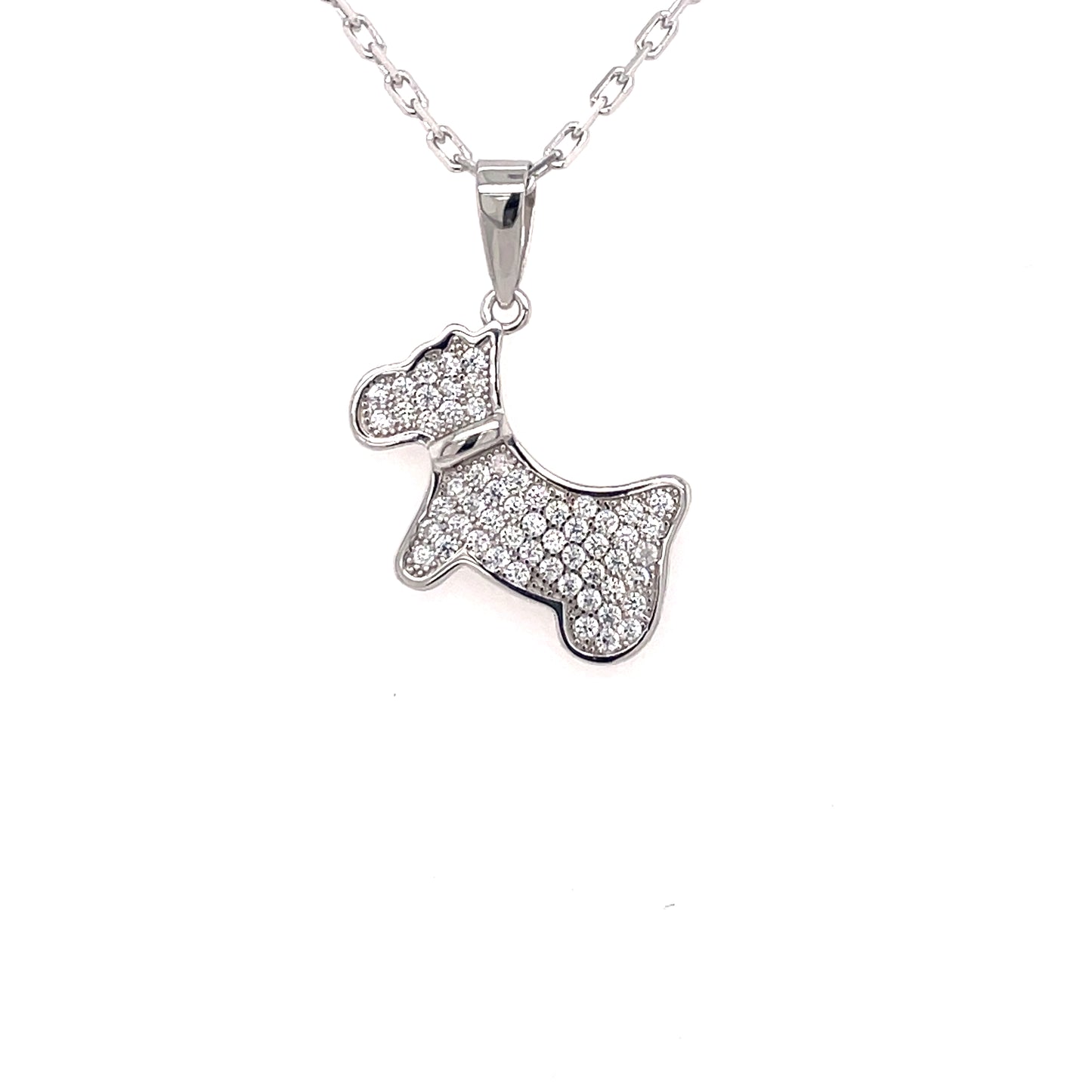 Sterling Silver CZ Scottie Dog Pendant SP5533