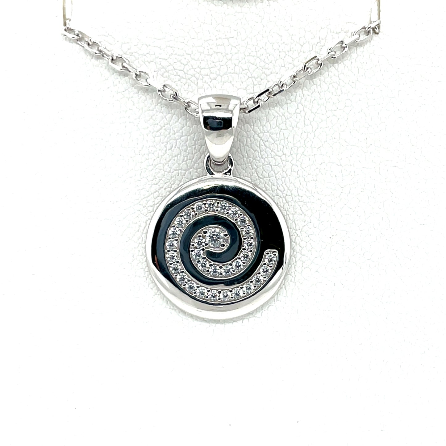 Sterling Silver CZ Celtic Newgrange Spiral Pendant SP564