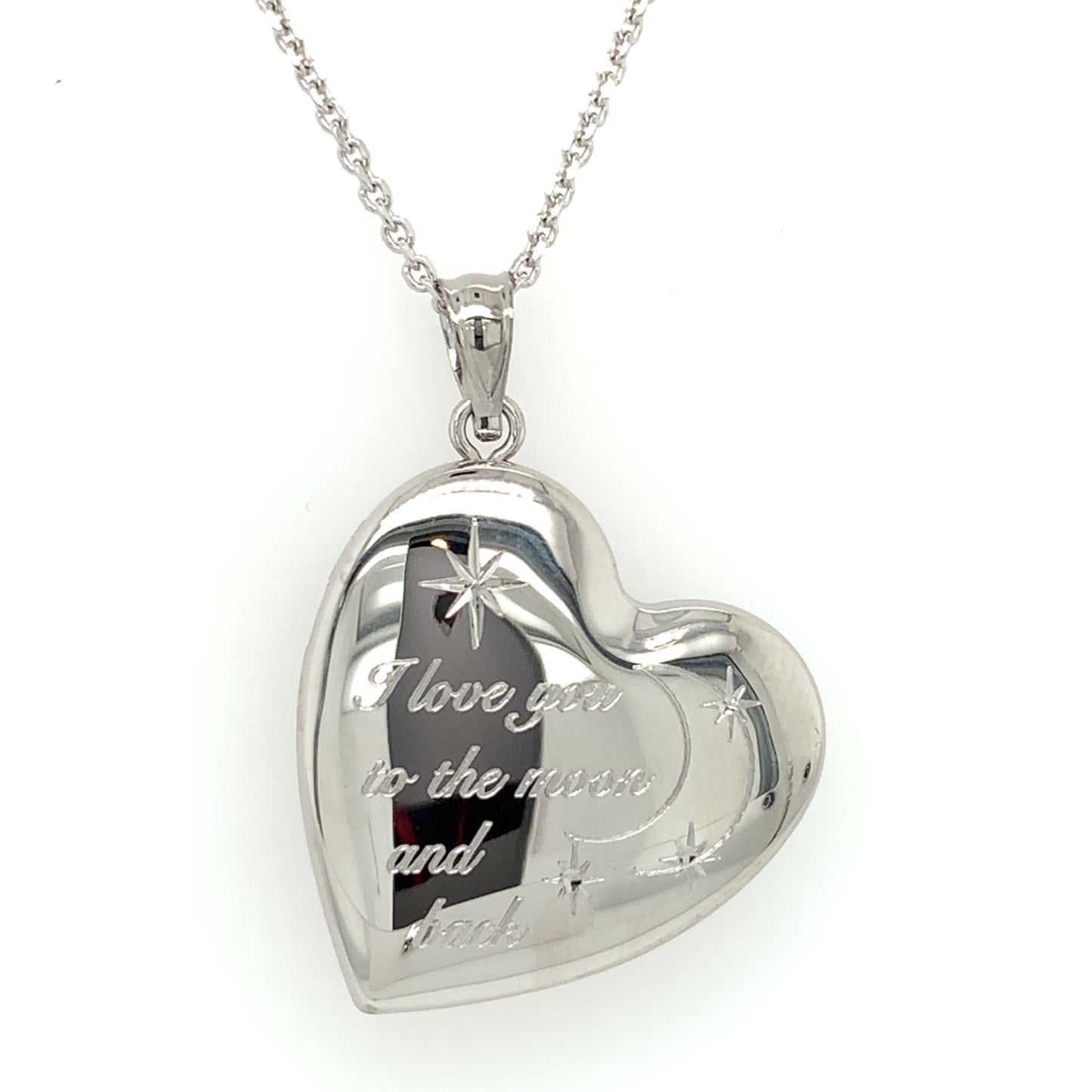 Sterling Silver " I Love you to the Moon and Back " Heart Locket SPD303