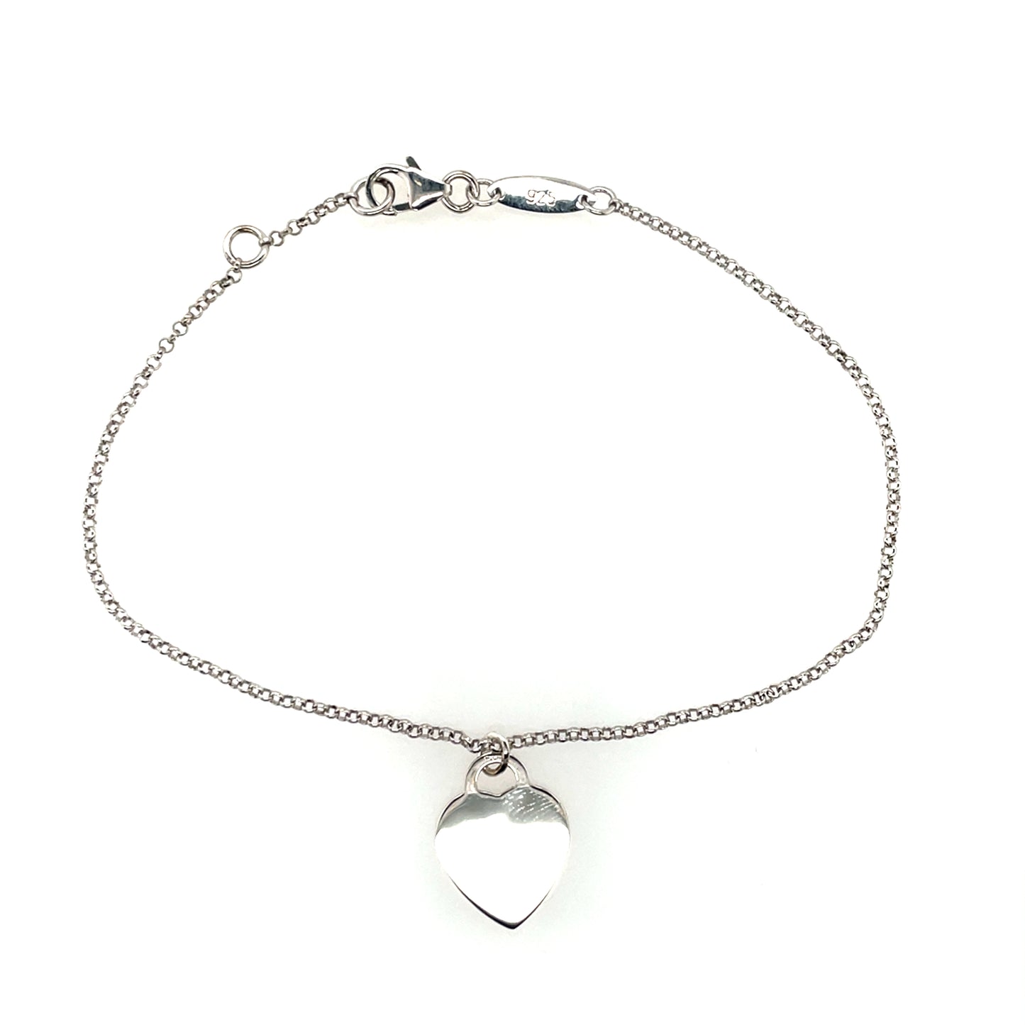 Sterling Silver Engravable Heart Bracelet SPV161