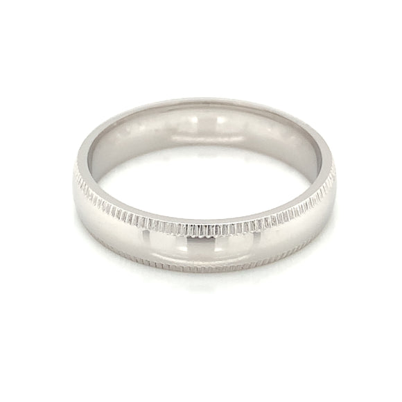 Sterling Silver Mens 5mm Millgrain Court Wedding Ring