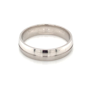 Sterling Silver Mens 5mm Matte/Polished Court Wedding Ring