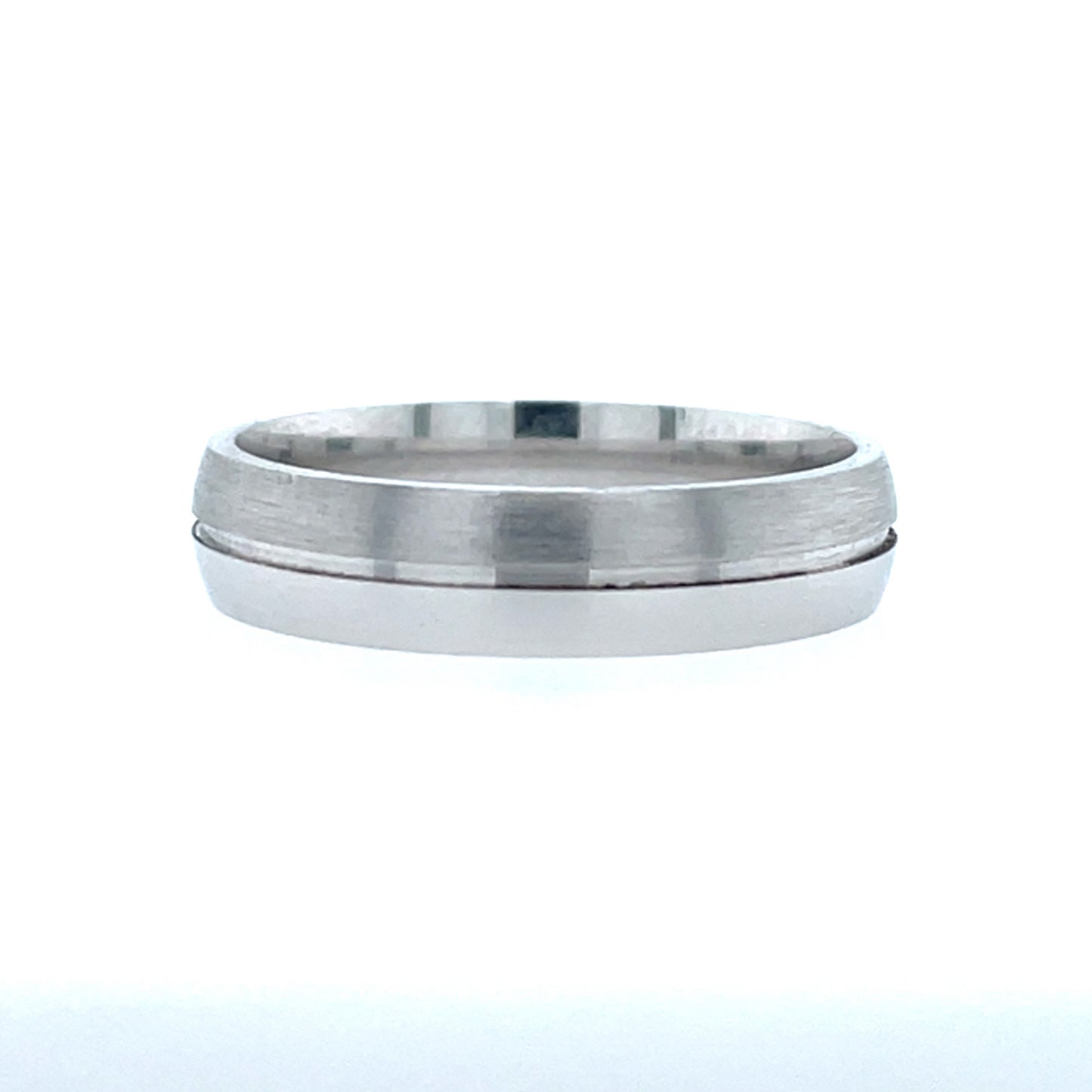 Sterling Silver Mens 5mm Matte/Polished Court Wedding Ring SR42