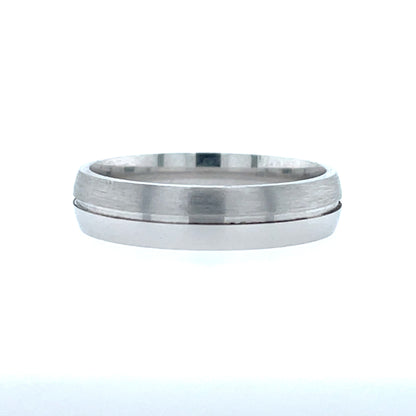 Sterling Silver Mens 5mm Matte/Polished Court Wedding Ring SR42