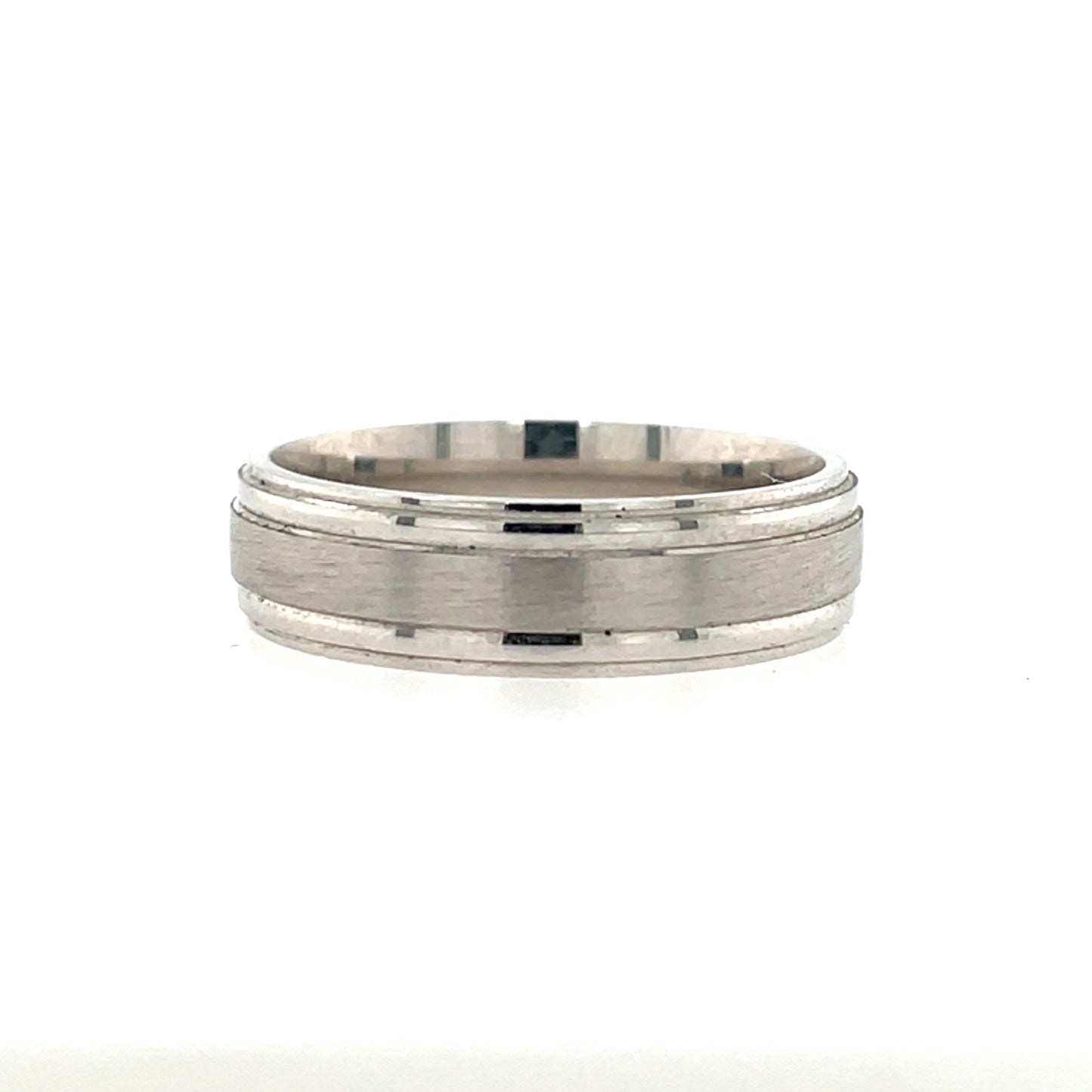 Sterling Silver Mens 6mm Matte Centre Court Wedding Ring SR43