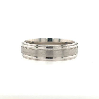 Sterling Silver Mens 6mm Matte Centre Court Wedding Ring SR43