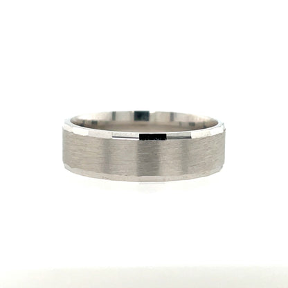 Sterling Silver Mens 6.5mm Flat Diamond-cut Wedding Ring SR45