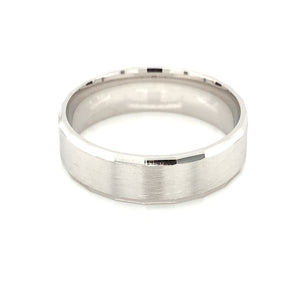 Sterling Silver Mens 6.5mm Flat Diamond-cut Wedding Ring