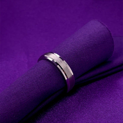 Sterling Silver Mens 5mm Flat Matte Centre Wedding Ring SR47