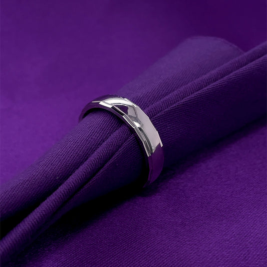 Sterling Silver Mens 5mm Court Wedding Ring Diamond-cut SR48