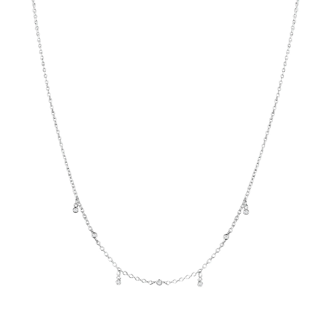 SILVER DELICATE TOUCH NECKLACE CZ CHARM ST1858
