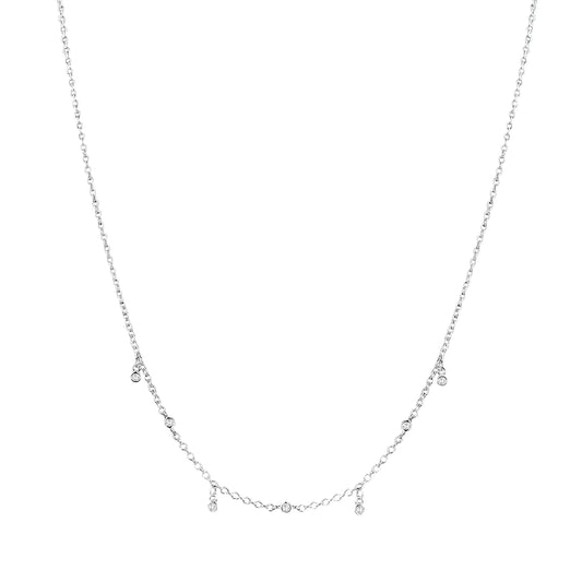 SILVER DELICATE TOUCH NECKLACE CZ CHARM ST1858