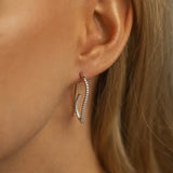 Silver CZ Curvy Glam Hoop Earrings ST2044