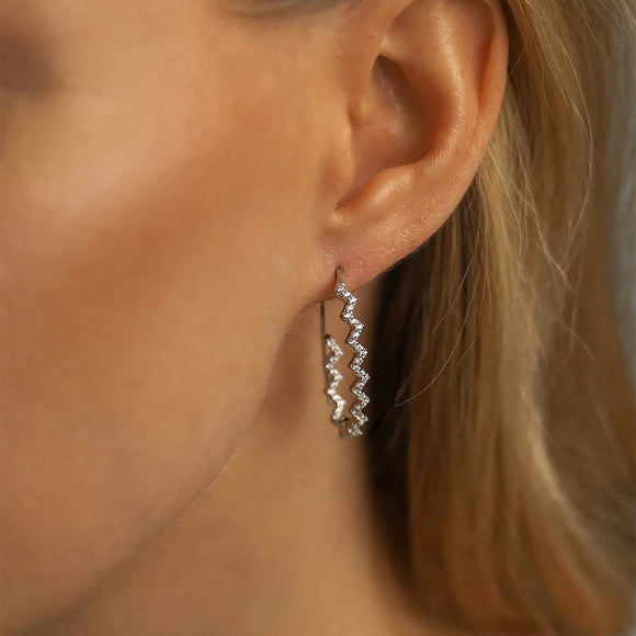 Silver Glamour Girl Creole Earrings ST2046