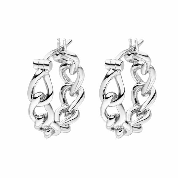 Silver Chain Link Hoop Earrings Small ST2070