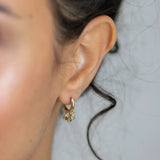 Silver Gold-plated Delicate Touch Green Hoop Earrings