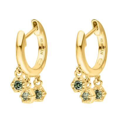 Silver Gold-plated Delicate Touch Green Hoop Earrings ST2122