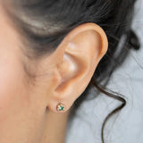Silver Modern Gold Plated Delicate Touch Stud Earrings Green
