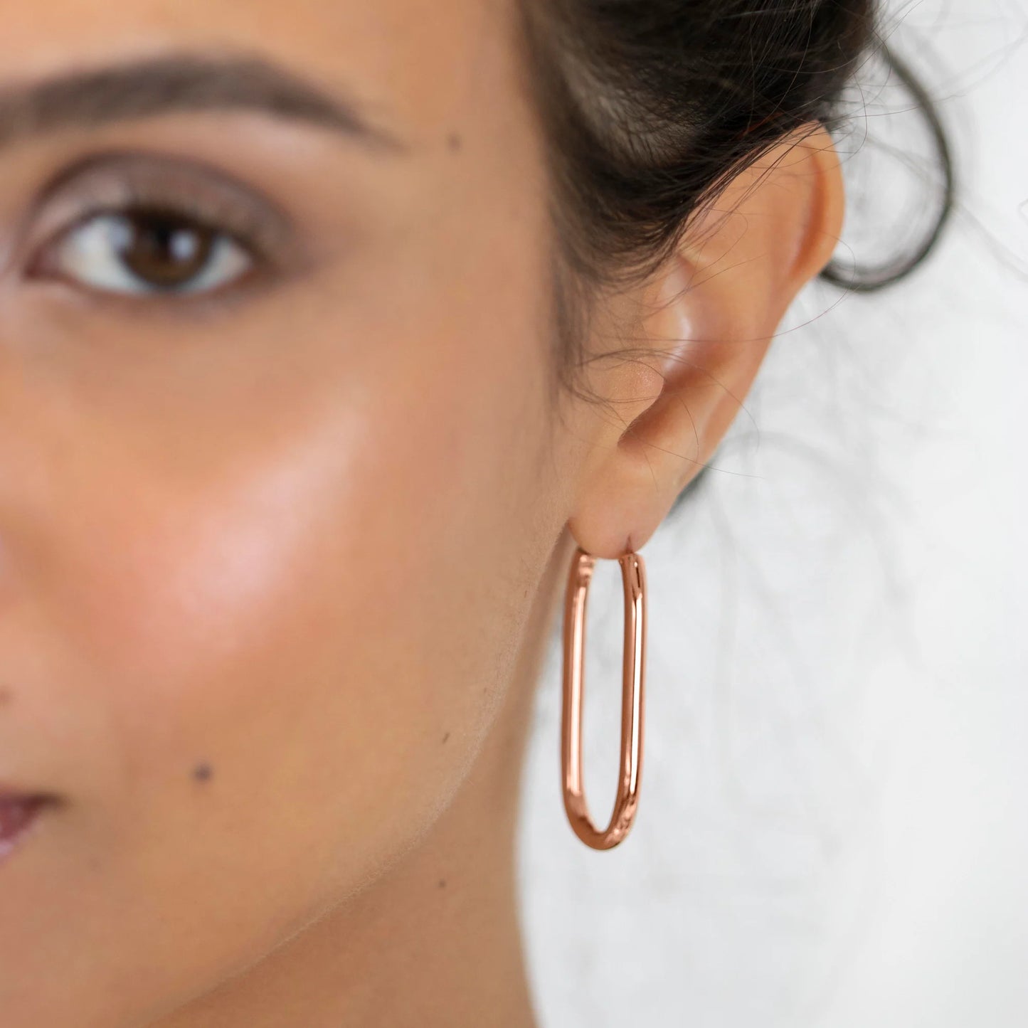 Silver Rose Gold Solid Flair Hoop Earring