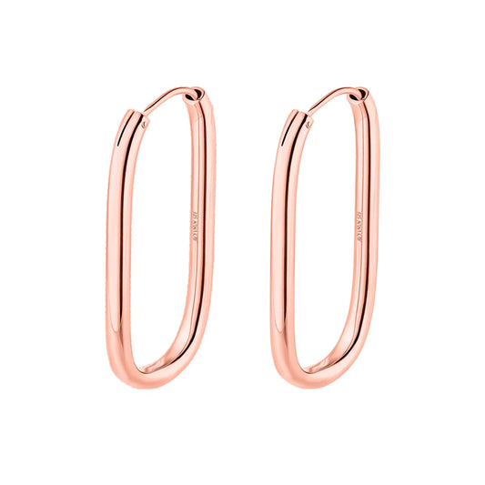 Silver Rose Gold Solid Flair Hoop Earring