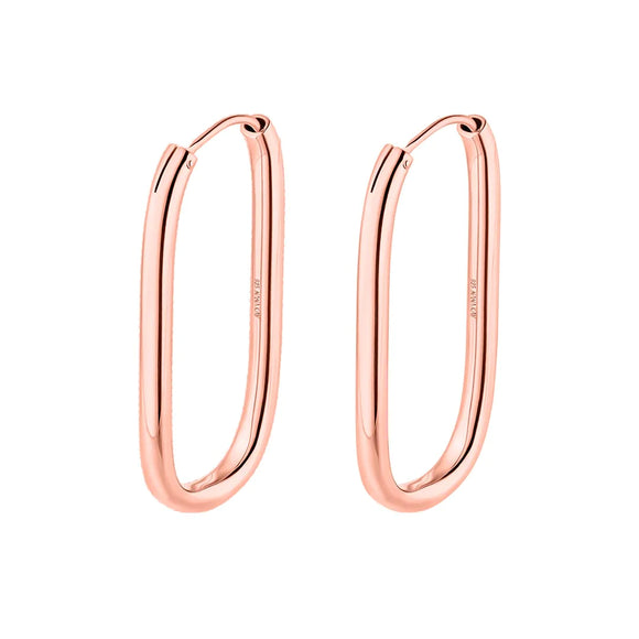 Silver Rose Gold Solid Flair Hoop Earring