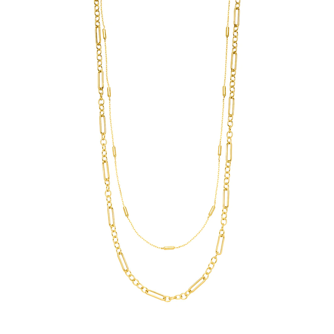 Sterling Silver Gold Plated Vivid Chains Necklace Twain ST2157