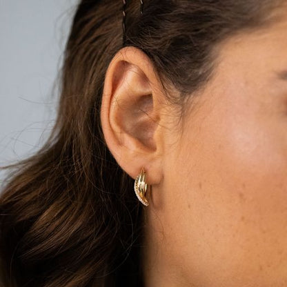Silver Gold Plated Glamour Girl CZ Hoop Earrings ST2194