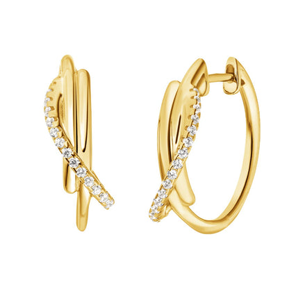 Silver Gold Plated Glamour Girl CZ Hoop Earrings ST2194