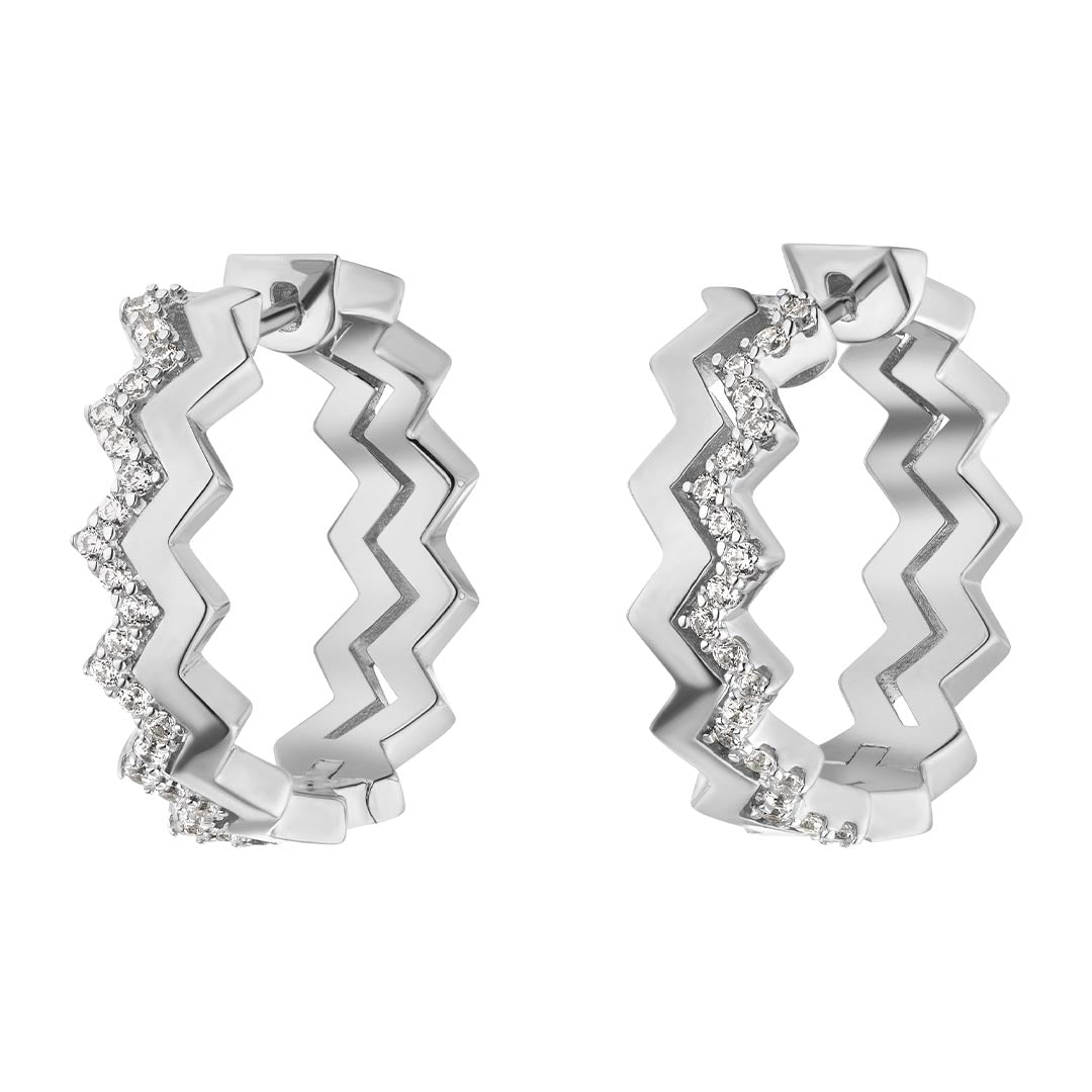 Silver Glam Rebel CZ Hoop Earrings ST2231