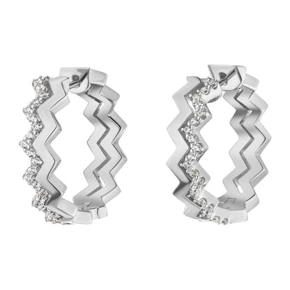 Silver Glam Rebel CZ Hoop Earrings ST2231