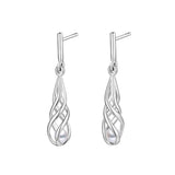 Silver Open Pearl Twist Drop Earrings ST2234
