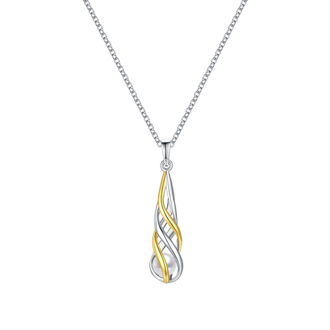 Silver Gold Plated Open Pearl Twist Pendant ST2238