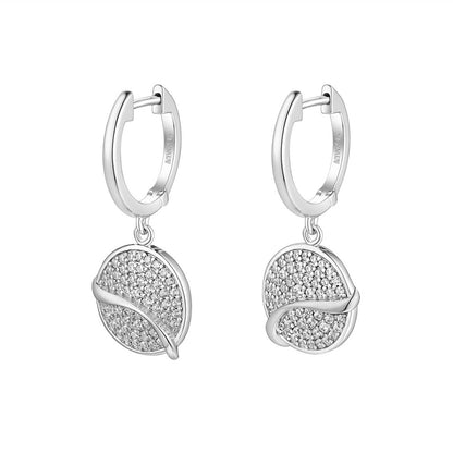 Silver Playful Circle CZ Hoop Earrings ST2256