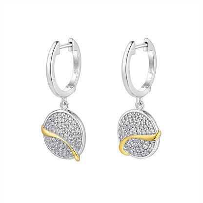 Silver Gold Plated Playful Circle CZ Hoop Earrings ST2258