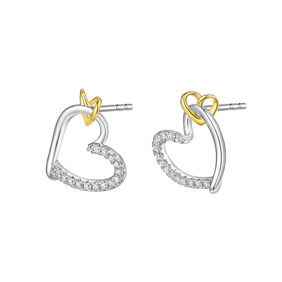 Silver Gold Plated Double Happiness Stud Earrings Lavanya ST2270