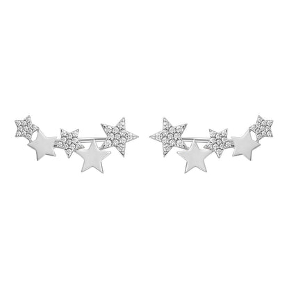 SILVER CZ SHINY STARS EARRINGS ST2287