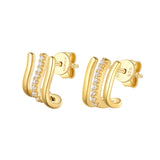 Silver Gold Plated Natural Flow Stud Earrings Brienne Zirconia ST2298