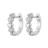 Silver CZ Double Happiness Hoop Earrings ST2313