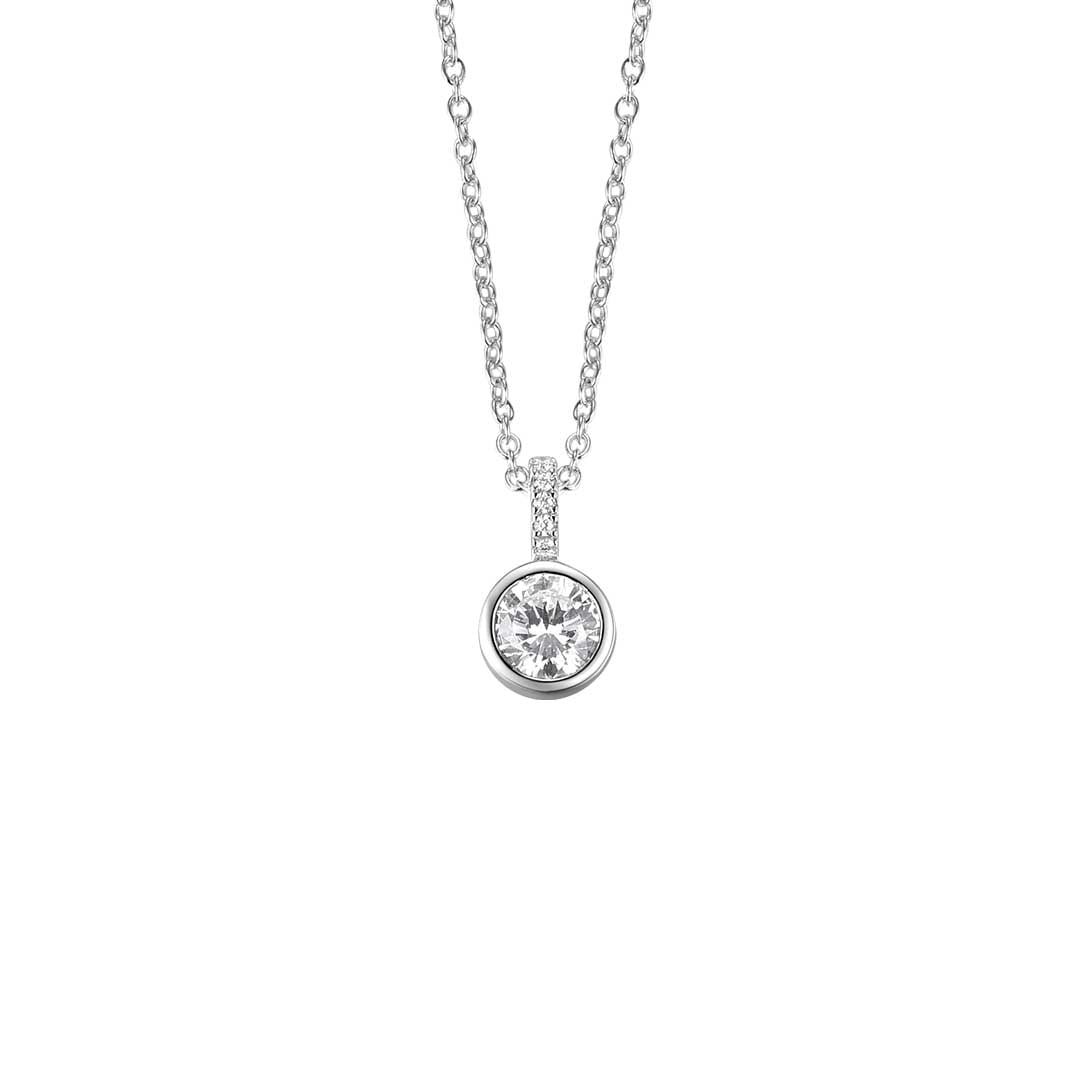 Silver CZ Solitaire Necklace ST2333