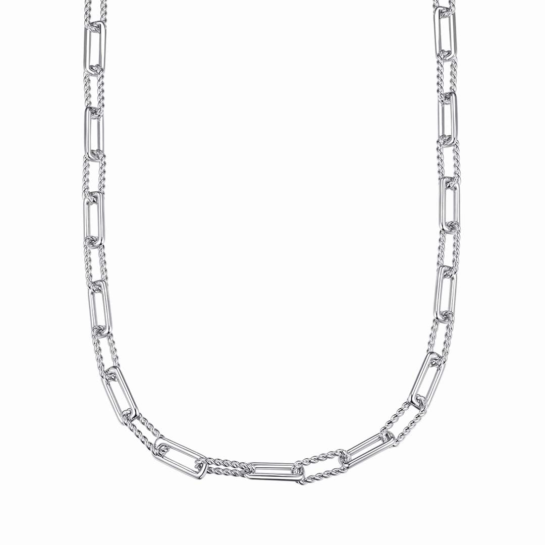 SILVER BEADED PAPERLINK NECKLACE ST2337