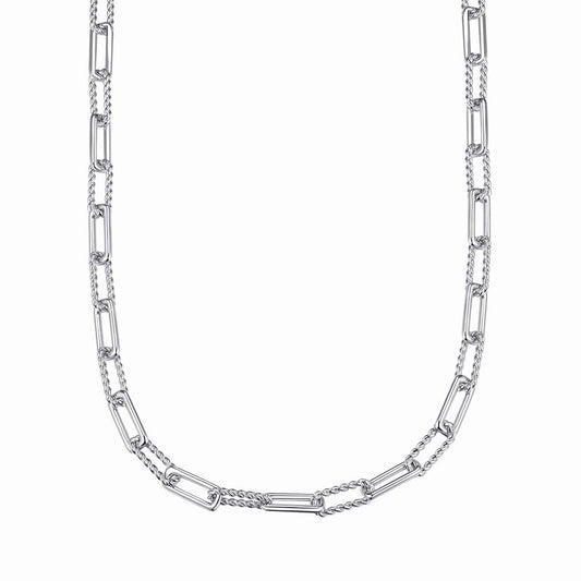 SILVER BEADED PAPERLINK NECKLACE ST2337