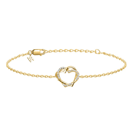 Silver Gold-plated Double Happiness CZ Bracelet ST2341
