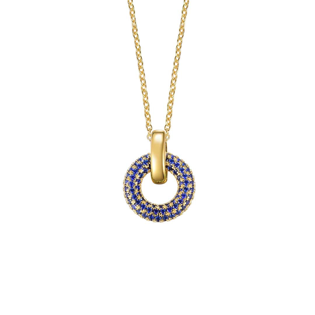 Silver Gold-plated Blue Circles Necklace ST2367