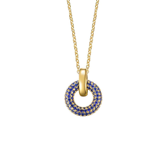 Silver Gold-plated Blue Circles Necklace ST2367