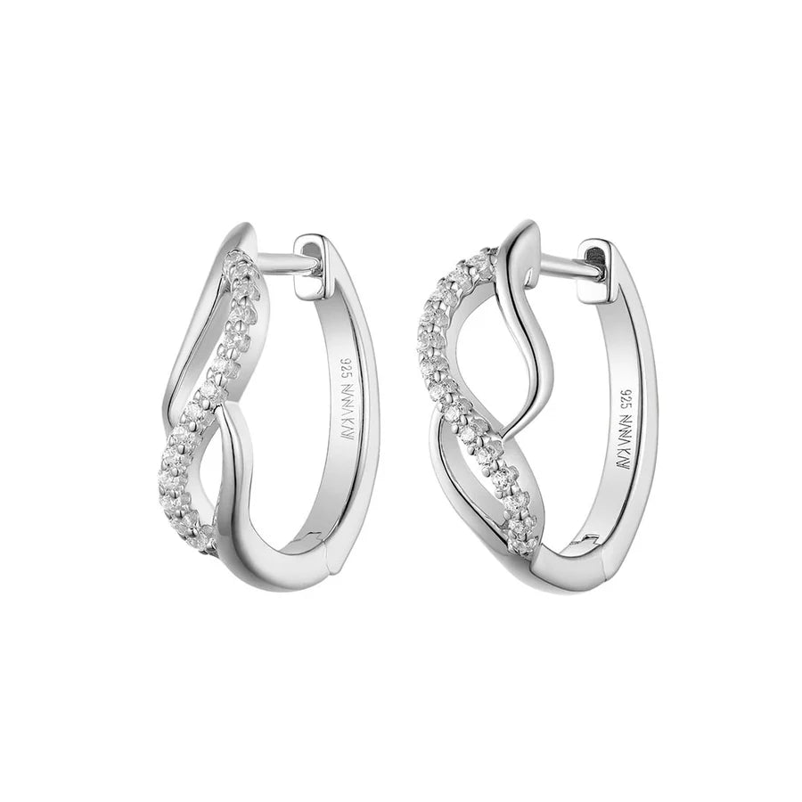 Silver CZ Natural Flow Hoop Earrings ST2368