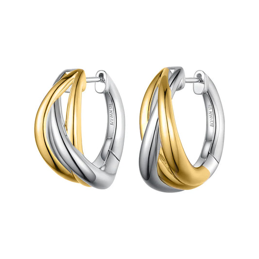 Silver Bicolour Hoop Earrings ST2369