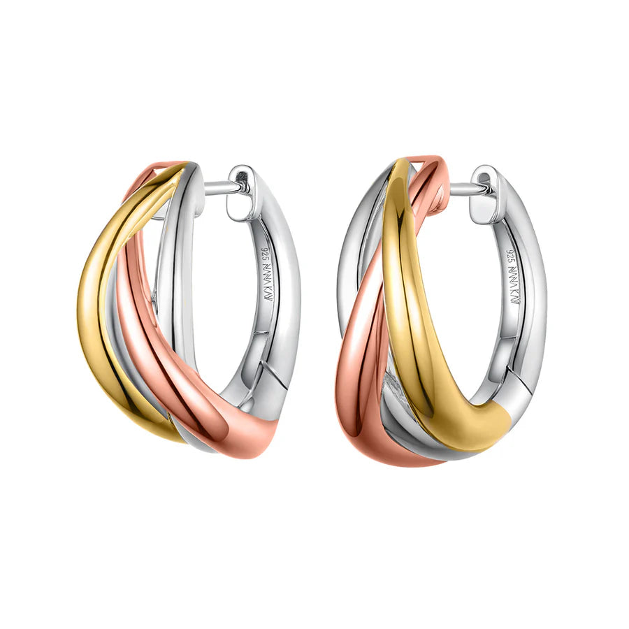 Silver 3- colour Hoop Earrings ST2370