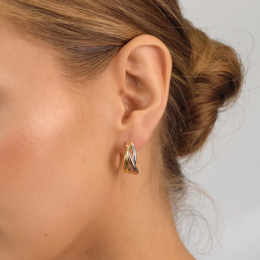 Silver 3- colour Hoop Earrings ST2370