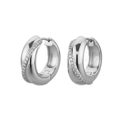 Silver Glam Rebel CZ Hoop Earrings ST2374